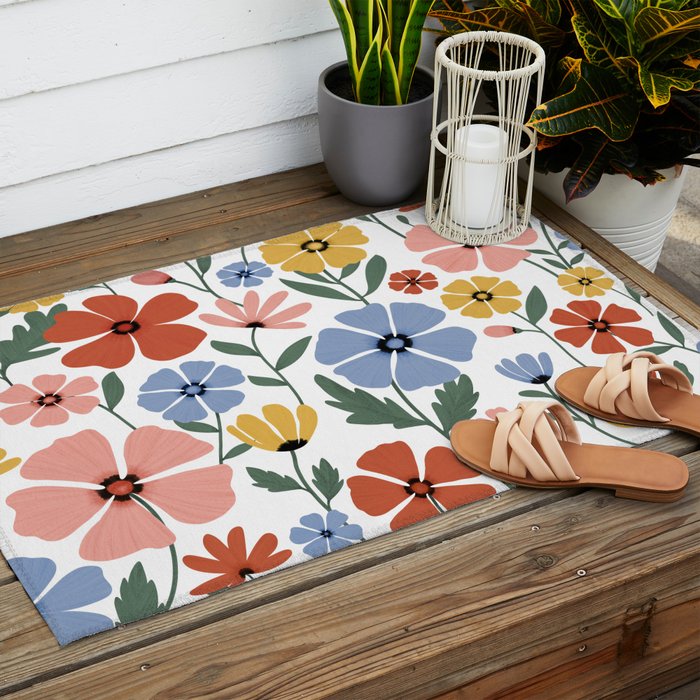 Colorful wildflowers Outdoor Rug Gallery Image 2