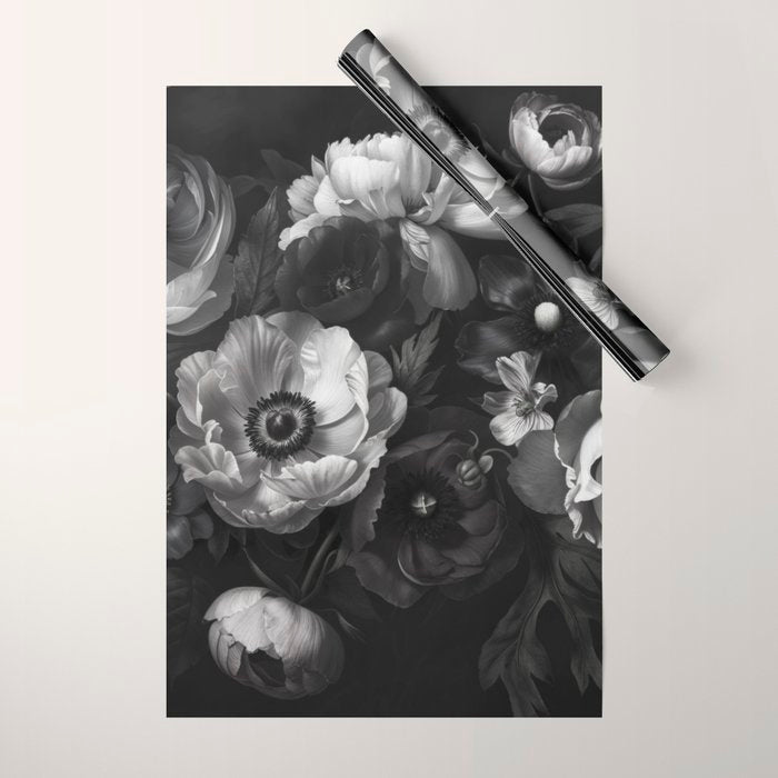 Dark Baroque Blossom Symphony Large Flower Art Wrapping Paper Gallery Image 1