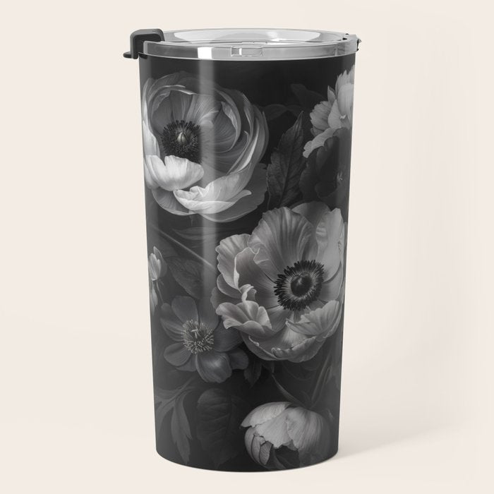 Dark Baroque Blossom Symphony Large Flower Art Travel Mug Gallery Image 3