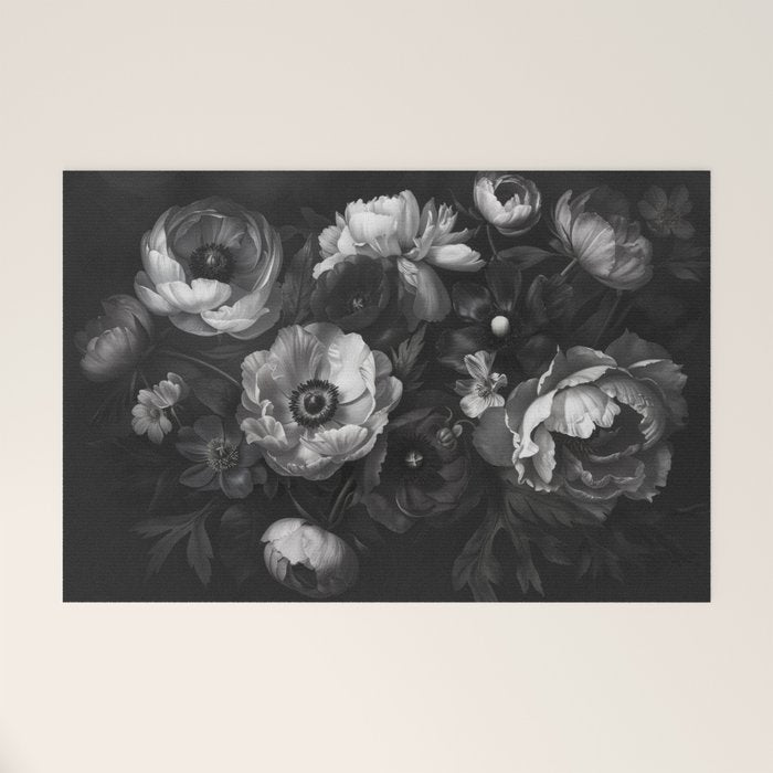 Dark Baroque Blossom Symphony Large Flower Art Welcome Mat Gallery Image 1