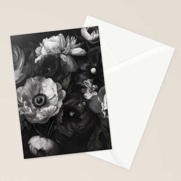 Dark Baroque Blossom Symphony Large Flower Art Stationery Card Gallery Image 2
