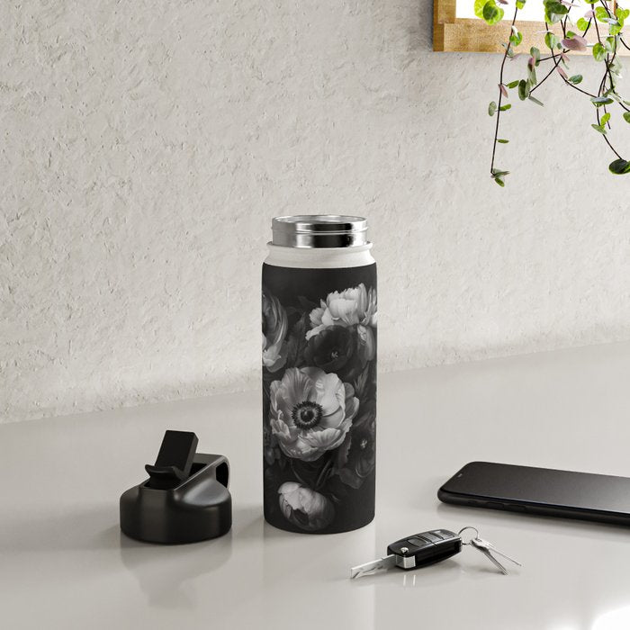 Dark Baroque Blossom Symphony Large Flower Art Water Bottle Gallery Image 4