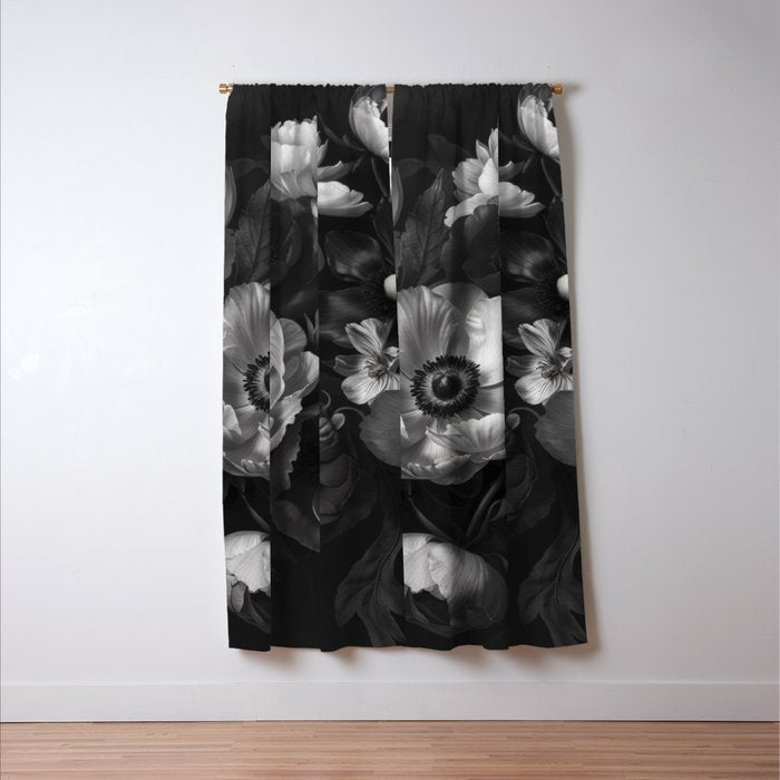 Dark Baroque Blossom Symphony Large Flower Art Window Curtain Gallery Image 3