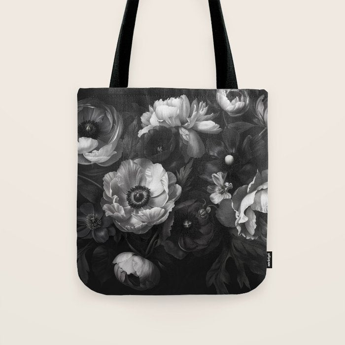 Dark Baroque Blossom Symphony Large Flower Art Tote Bag Gallery Image 1