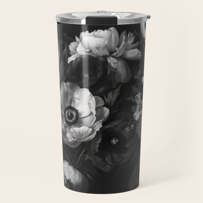 Dark Baroque Blossom Symphony Large Flower Art Travel Mug Gallery Image 1