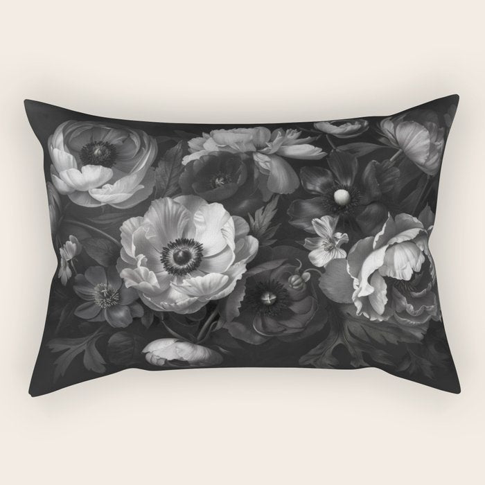 Dark Baroque Blossom Symphony Large Flower Art Rectangular Pillow Gallery Image 2