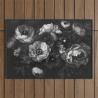 Dark Baroque Blossom Symphony Large Flower Art Outdoor Rug Gallery Image 1