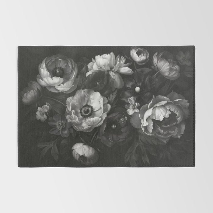 Dark Baroque Blossom Symphony Large Flower Art Rug Gallery Image 2
