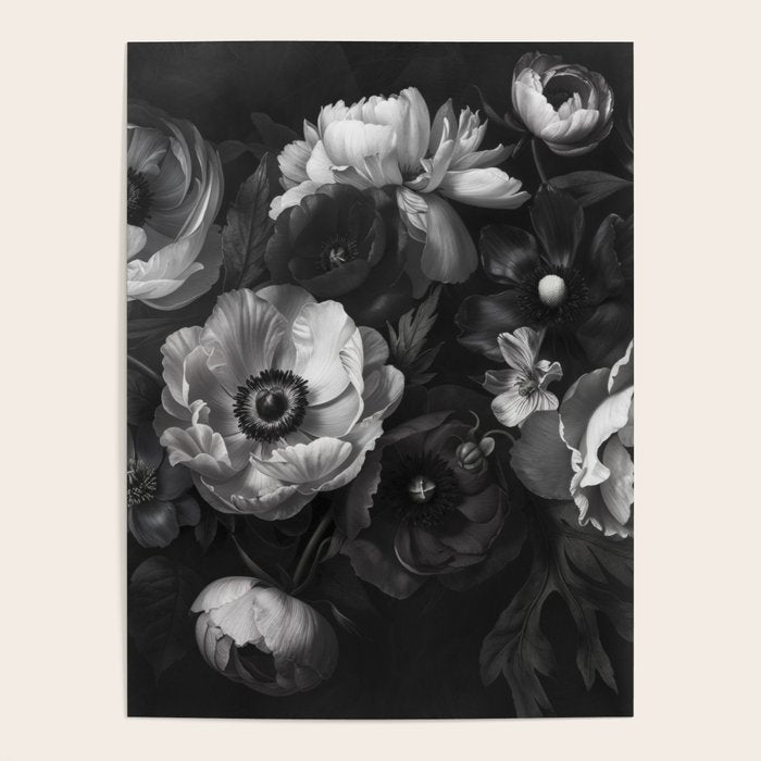 Dark Baroque Blossom Symphony Large Flower Art Poster Gallery Image 4