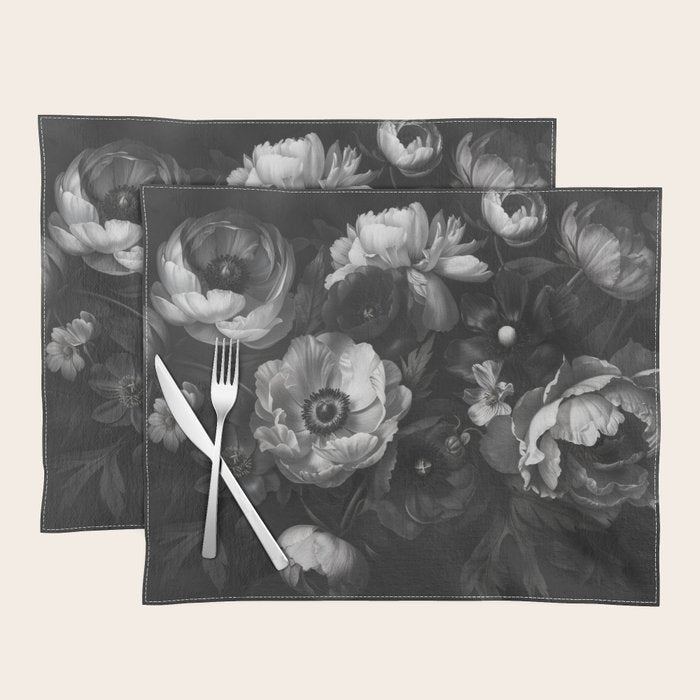 Dark Baroque Blossom Symphony Large Flower Art Placemat Gallery Image 1