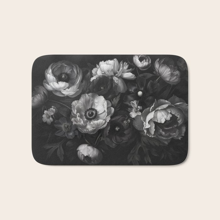 Dark Baroque Blossom Symphony Large Flower Art Bath Mat Gallery Image 1