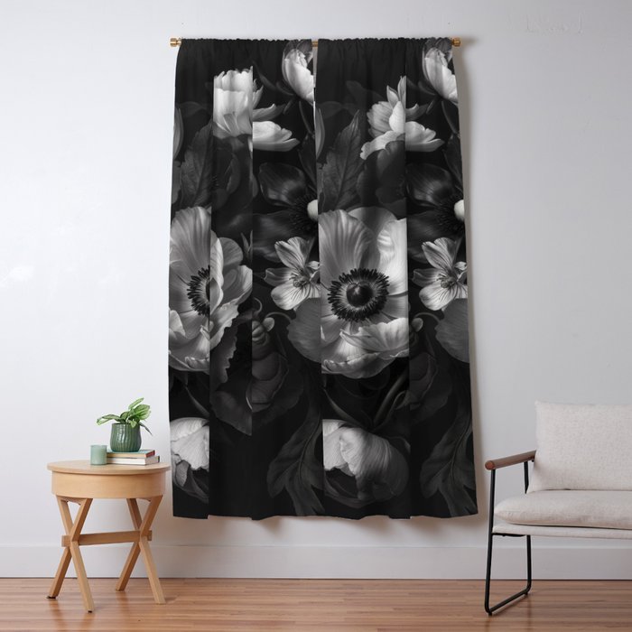Dark Baroque Blossom Symphony Large Flower Art Window Curtain Gallery Image 5