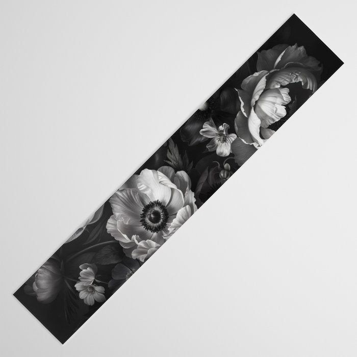 Dark Baroque Blossom Symphony Large Flower Art Table Runner Gallery Image 3