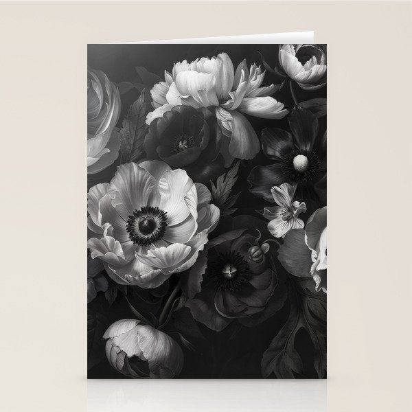 Dark Baroque Blossom Symphony Large Flower Art Stationery Card Gallery Image 2