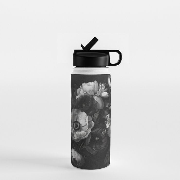 Dark Baroque Blossom Symphony Large Flower Art Water Bottle Gallery Image 1
