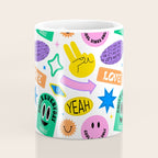 Retro funny sticker label cartoon pattern Coffee Mug Gallery Image 4