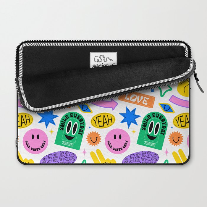 Retro funny sticker label cartoon pattern Laptop Sleeve Gallery Image 2