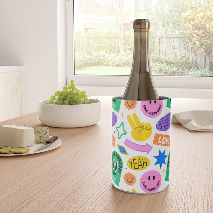 Retro funny sticker label cartoon pattern Wine Chiller Gallery Image 4