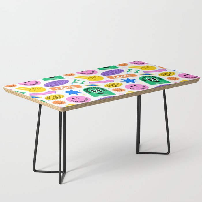 Retro funny sticker label cartoon pattern Coffee Table Gallery Image 1