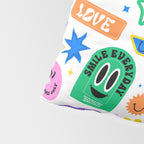 Retro funny sticker label cartoon pattern Pillow Sham Gallery Image 4