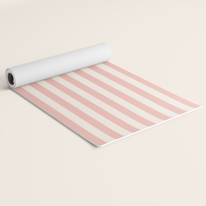 Broad Stripe - dusty pink and alabaster Yoga Mat Gallery Image 2