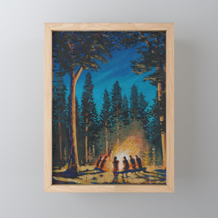 campfire gathering Mini Art Print Gallery Image 1
