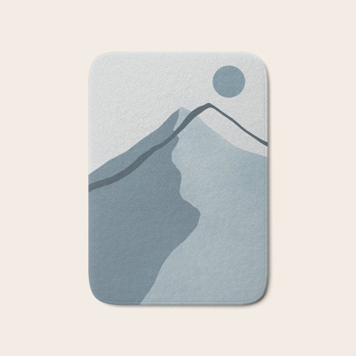 Minimalist Mountain Boho Landscape in Light Blue Tones Bath Mat Gallery Image 1