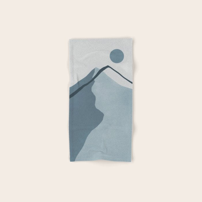Minimalist Mountain Boho Landscape in Light Blue Tones Bath Towel Gallery Image 1