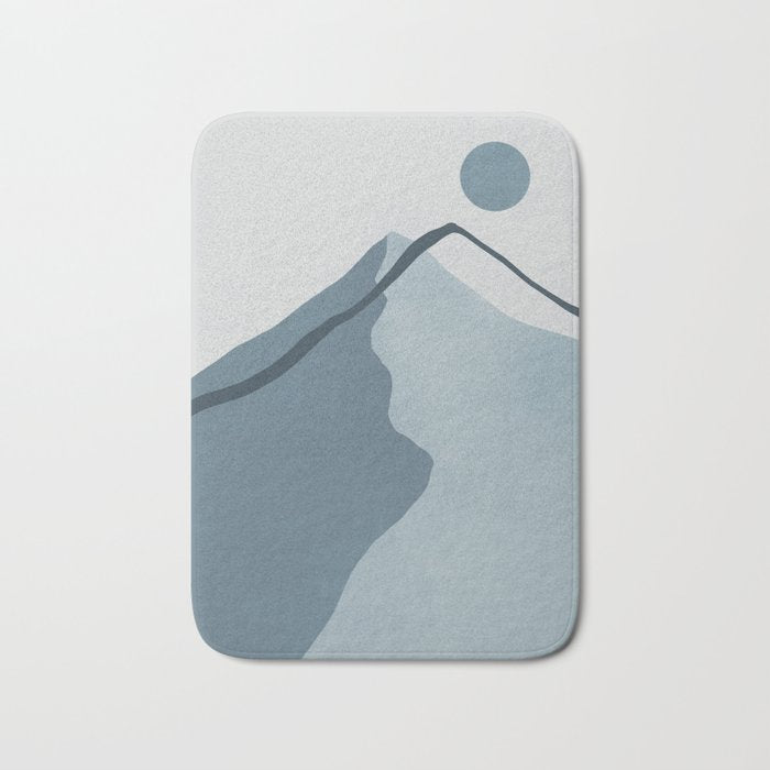 Minimalist Mountain Boho Landscape in Light Blue Tones Bath Mat Gallery Image 1