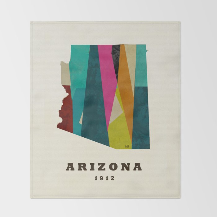 arizona state map modern Throw Blanket Gallery Image 2