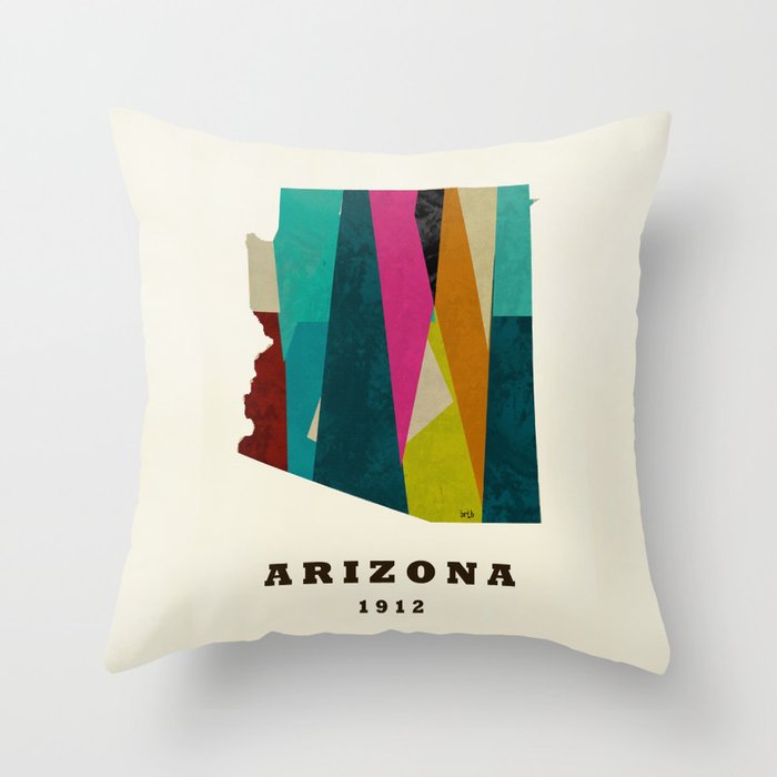 arizona state map modern Throw Pillow Gallery Image 6