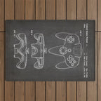 Video Game Controller Patent - Retro Gaming Game Room Art - Black Chalkboard Outdoor Rug Gallery Image 1