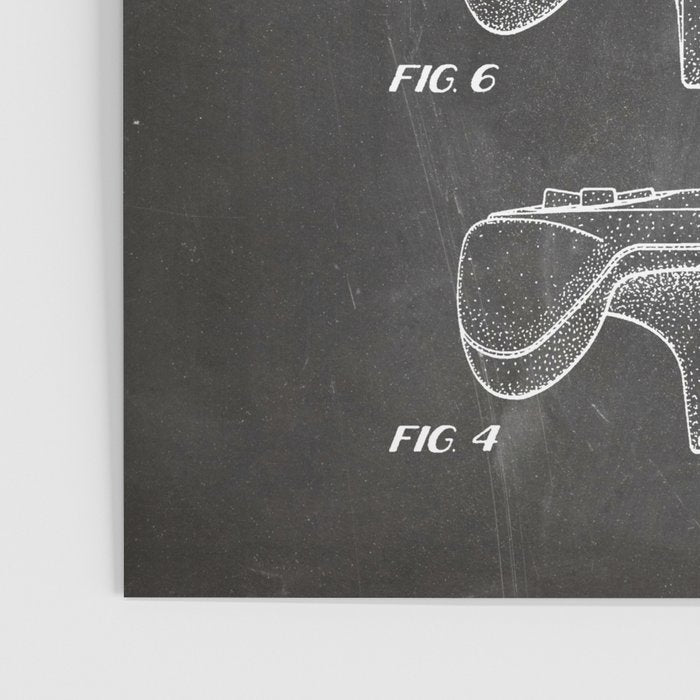 Video Game Controller Patent - Retro Gaming Game Room Art - Black Chalkboard Poster Gallery Image 3