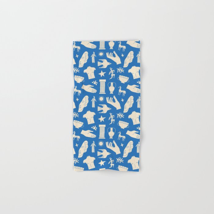Ancient blue greek statue doodle pattern Bath Towel Gallery Image 1