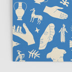 Ancient blue greek statue doodle pattern Poster Gallery Image 3
