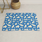 Ancient blue greek statue doodle pattern Rug Gallery Image 1