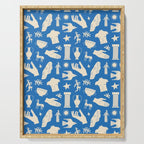 Ancient blue greek statue doodle pattern Serving Tray Gallery Image 1