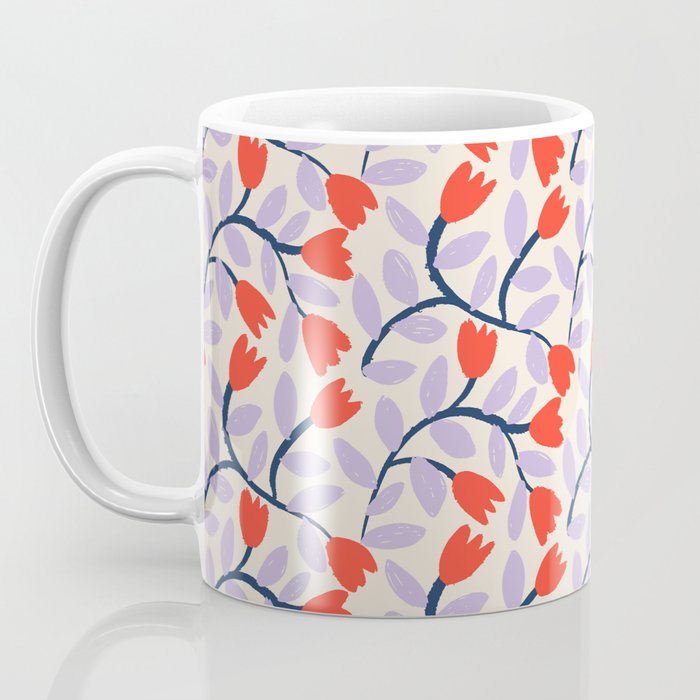 Simple Floral - Very Peri, Red, Blue Coffee Mug Gallery Image 3