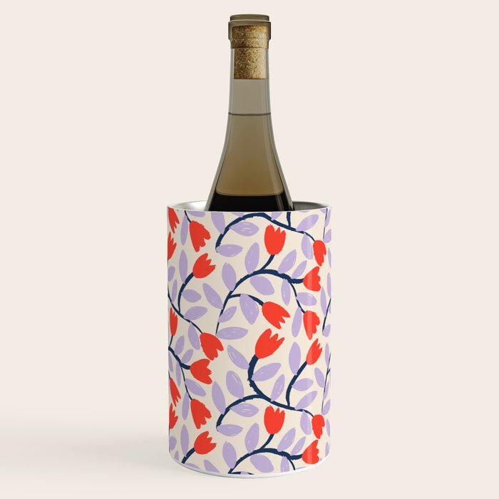 Simple Floral - Very Peri, Red, Blue Wine Chiller Gallery Image 1