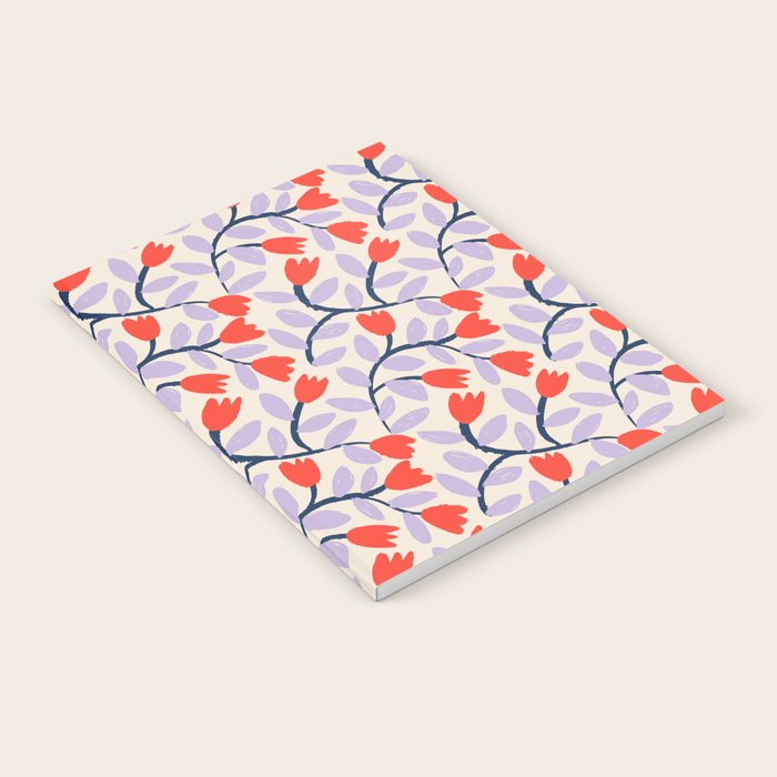 Simple Floral - Very Peri, Red, Blue Notebook