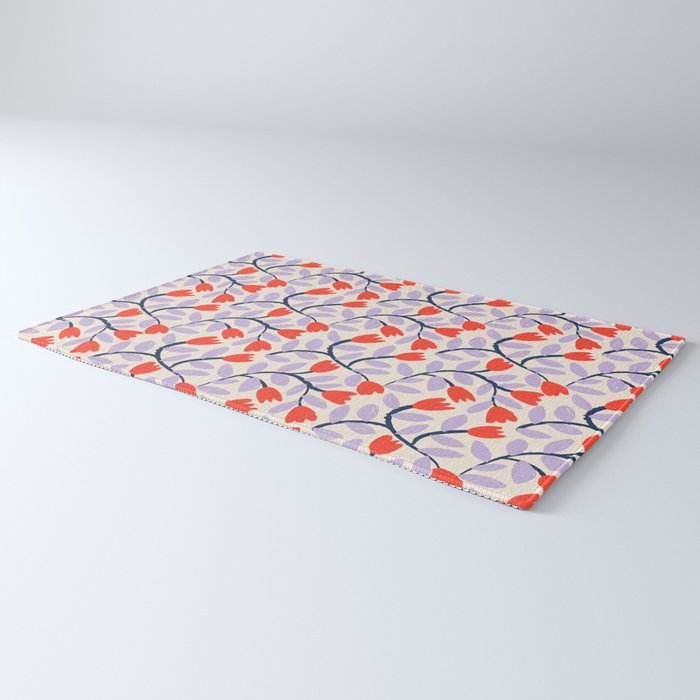 Simple Floral - Very Peri, Red, Blue Rug Gallery Image 3