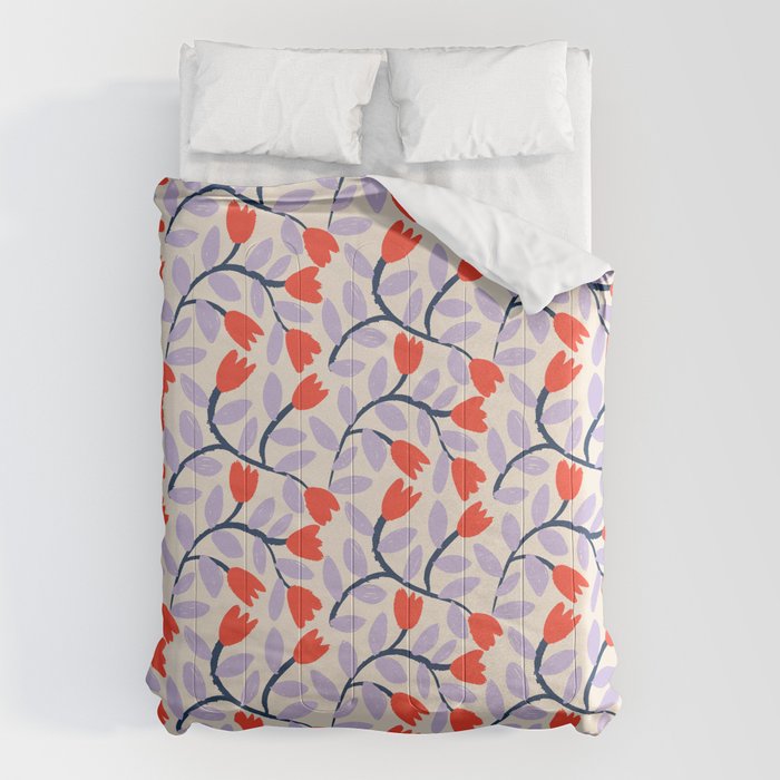 Simple Floral - Very Peri, Red, Blue Comforter Gallery Image 1