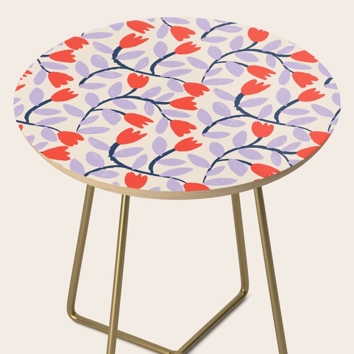 Simple Floral - Very Peri, Red, Blue Side Table Gallery Image 2