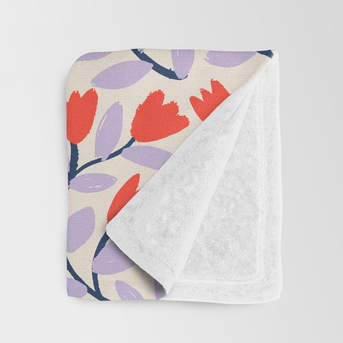 Simple Floral - Very Peri, Red, Blue Throw Blanket Gallery Image 3