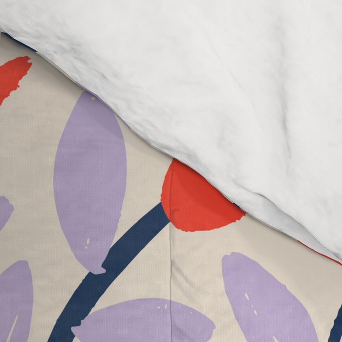 Simple Floral - Very Peri, Red, Blue Comforter Gallery Image 4