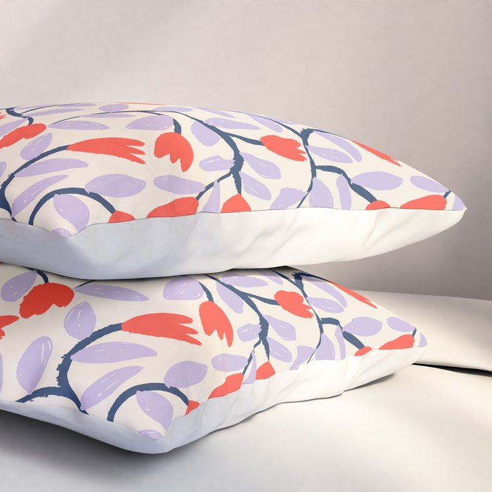 Simple Floral - Very Peri, Red, Blue Pillow Sham Gallery Image 3