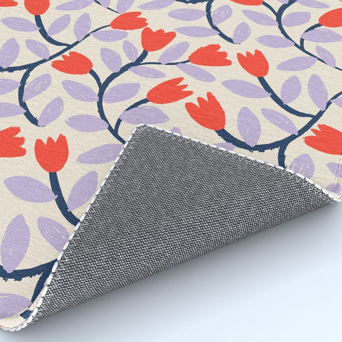 Simple Floral - Very Peri, Red, Blue Rug Gallery Image 4