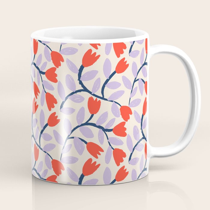 Simple Floral - Very Peri, Red, Blue Coffee Mug Gallery Image 1