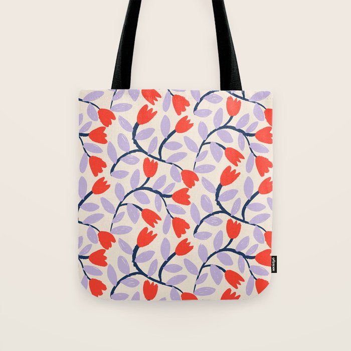 Simple Floral - Very Peri, Red, Blue Tote Bag Gallery Image 1