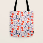 Simple Floral - Very Peri, Red, Blue Tote Bag Gallery Image 1